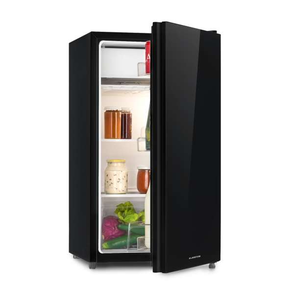 Klarstein Luminance Frost, hűtőszekrény, 91 liter, F energiahatékonysági osztály, zöldség rekesz, 2 üvegpolc, fekete