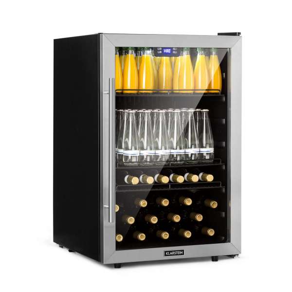 Klarstein Beersafe 5XL, hűtőszekrény, 148 liter, 3 polc, panoráma üvegajtó, rozsdamentes acél