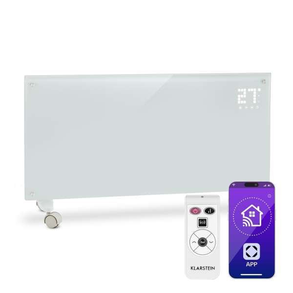 Klarstein Bornholm Smart, konvektor, 2000 W, WiFi, LED kijelző, időzítő, IP24, fehér