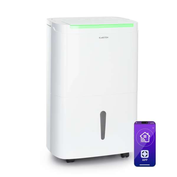 Klarstein DryFy Connect 50 Smart, Párátlanító, WiFi, Kompresszor, 50l/d, 45-55 m², Fehér