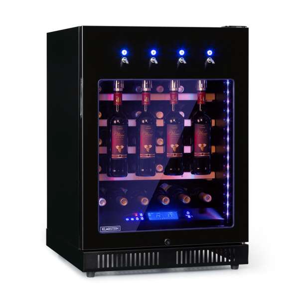 Klarstein First Class 36, borhűtő, 4 adagoló, 36 palack, 5 - 22°C, fekete