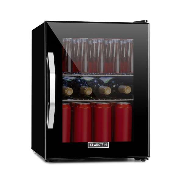 Klarstein Beersafe M Onyx, hűtőszekrény, C energiahatékonysági osztály, LED, 2 fém rács, üvegajtó