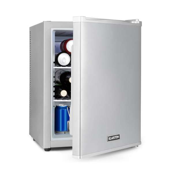Klarstein Happy Hour 40, mini hűtőszekrény, 40 liter, 5 -15°C, csendes, 23dB, LED világítás, ezüst