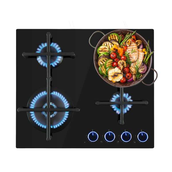 Klarstein Illuminosa 4, gázfőzőlap, 4 Sabaf égő, üvegkerámia