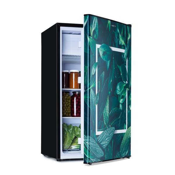 Klarstein CoolArt, 79L, kombinált hűtőszekrény, F energiahatékonysági osztály, 9 liter fagyasztó, formatervezett ajtó