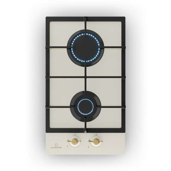 Klarstein Victoria Domino, gáz főzőlap, 2 Sabaf égő, üvegkerámia, retró design