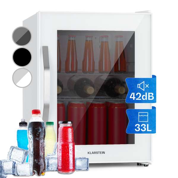 Klarstein Beersafe M Quartz, hűtőszekrény, 33 liter, 2 polc, panoráma üvegajtó