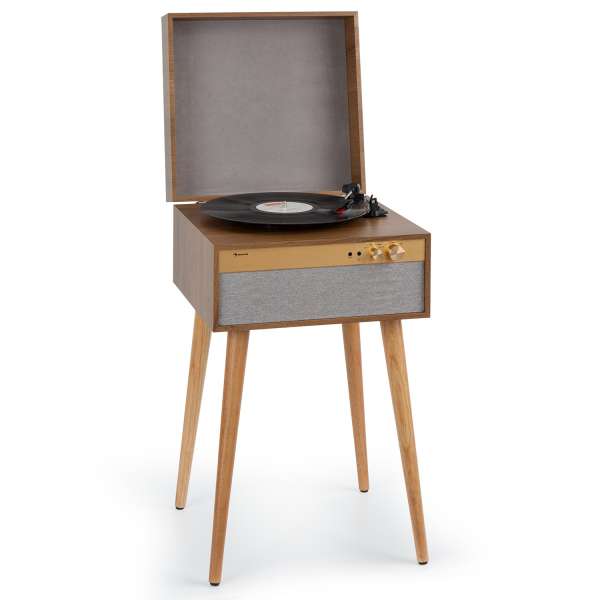 Auna Berklee TT Case, lemezjátszó, szíjhajtás, 33 1/3 és 45 fordulat/perc, sztereó hangszórók, fa