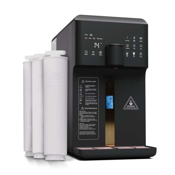 Klarstein AquaFina 6L, víztisztító, 5 fokozatú szűrés, 6 l térfogat, HD érintős kijlező, 6 vízhőmérséklet, fekete