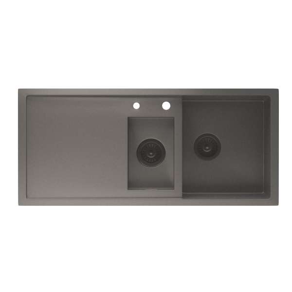 Klarstein TitanSteel konyhai mosogató lefolyóval, 100 x 45 cm, 2 mosogató, rozsdamentes acél, hőálló