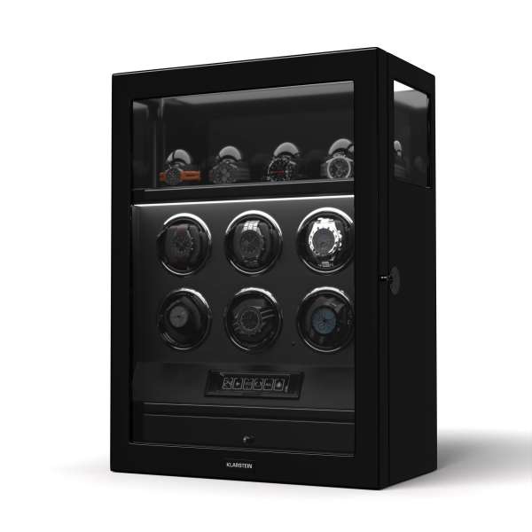 Klarstein SecureTouch óratekercselő, 6+4 óra, Mabuchi motor, zongoralakk, 41 üzemmód, zár, LED-ek