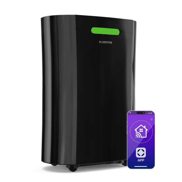 Klarstein AeroDry Smart 12 párátlanító, 12 l/nap, 18 m², páratartalom érzékelő, irányítás alkalmazás segítségével, 135 m³/h
