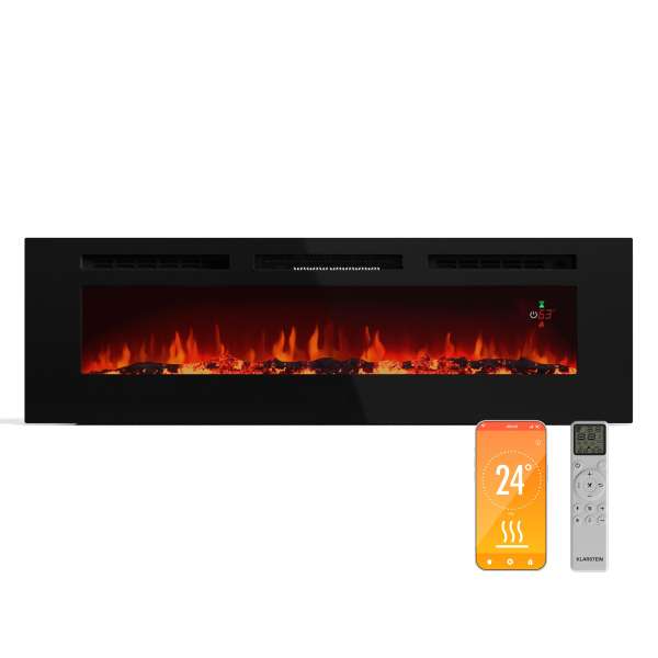 Klarstein Galeras Smart Intelligens elektromos kandalló, 2 hőmérséklet beállítás, 16 - 30°, LED lángillúzió, IOT csatlakozási lehetőség