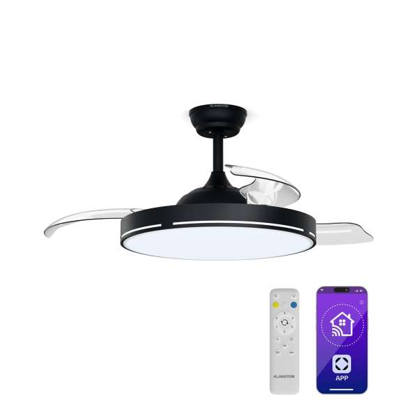 Klarstein AirFold, Okos mennyezeti ventilátor, Behúzható szárnyak, Dimmelhető LED fény, Okos