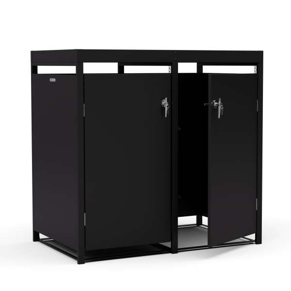 Blumfeldt BinSafe, szemétkosár tároló doboz, 2 szemétkosár, 240 l, zárható, időjárásálló horganyzott acél, beültethető tető