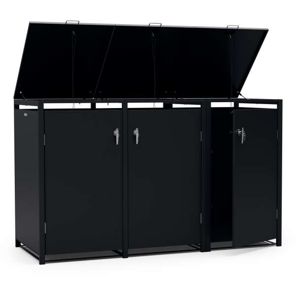 Blumfeldt BinSafe, szemétkosár tároló doboz, 3 szemétkosár, 240 l, zárható, időjárásálló horganyzott acél