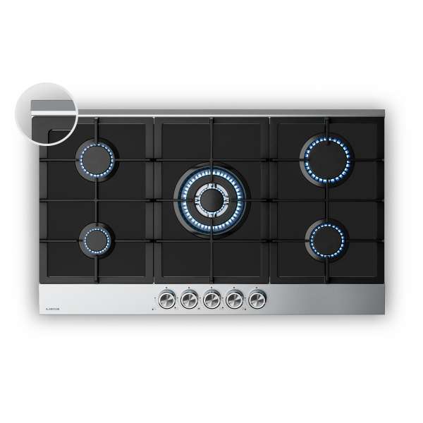 Klarstein Verosteel gázfőzőlap, 5 égőfej, elektromos gyújtás, földgázzal és LPG-vel kompatibilis, 10400W, 90cm
