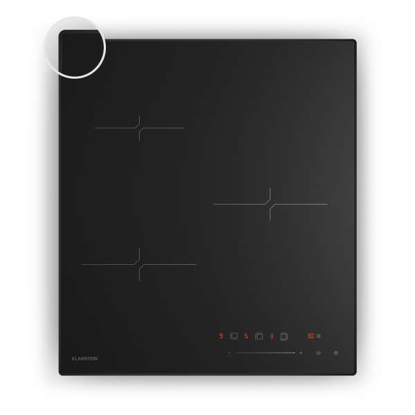 Klarstein Velaire indukciós főzőlap, elegáns, minimalista, kompakt, 3 főzőzóna, 5500 W, 45 cm