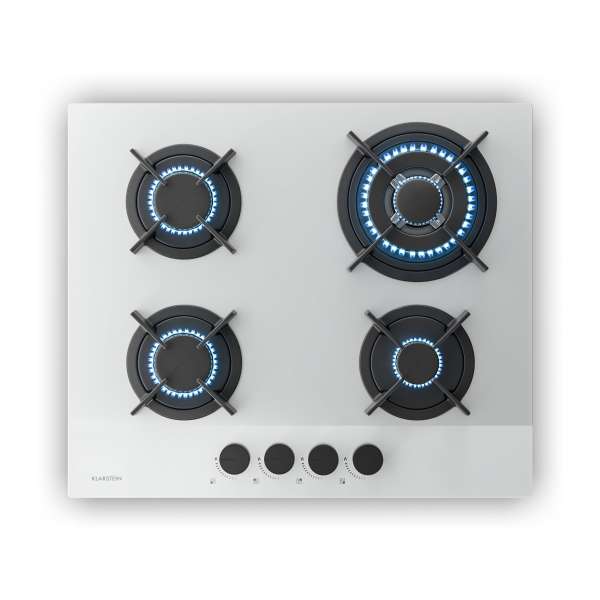 Klarstein Velaire gázfőzőlap, 4 égős főzőlap elektromos gyújtással, kompatibilis földgázzal és LPG-vel, 8000W, 60cm