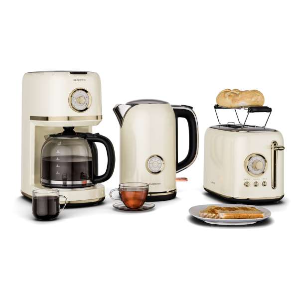 Klarstein Victoria reggelizőkészlet, kenyérpirító, vízforraló és kávéfőző