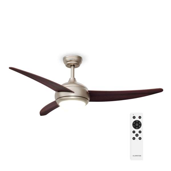 Klarstein El Paso mennyezeti ventilátor világítással | 132 cm | 35 W | Csendes működés | Fa