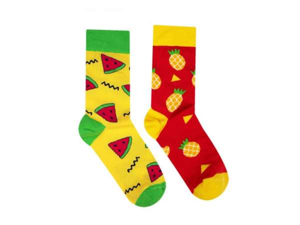 Vidám zokni Dinnye és ananász - sárga/zöld - Méretet 35-38