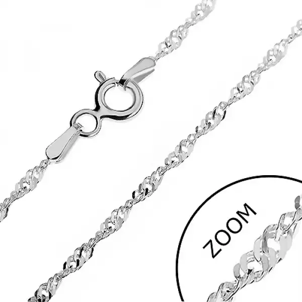 925 ezüst nyaklánc - sűrű lapos láncszemek spirál alakban, 1,8 mm