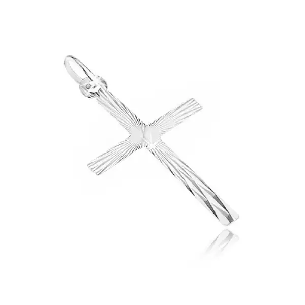 Medál 14K fehéraranyból- kereszt keskeny tükrös táblácskákkal