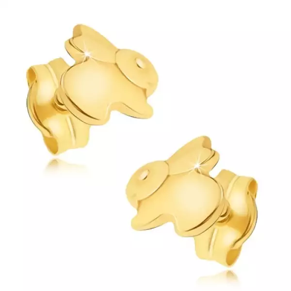 Arany fülbevaló - tükörfényű ugró nyuszi