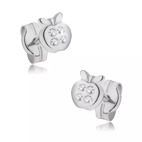 Arany fülbevaló 14K fényes alma cirkóniákkal