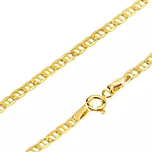 Arany nyaklánc - szélesebb ovális szemek vékony pálcikával elválasztva, 500 mm