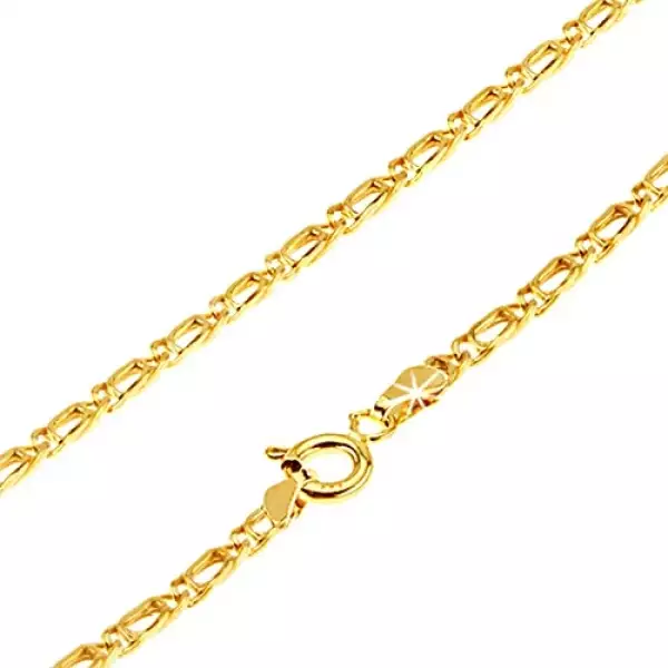 Nyaklánc 14K sárga aranyból - két hajlított egymást átfedő szem, 450 mm