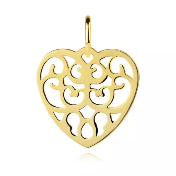 Medál 14K sárga aranyból - szabályos kivágott szív, minta