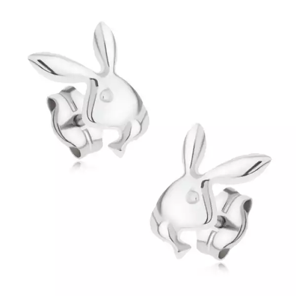 14K arany fülbevaló fényes nyuszi sima felülettel