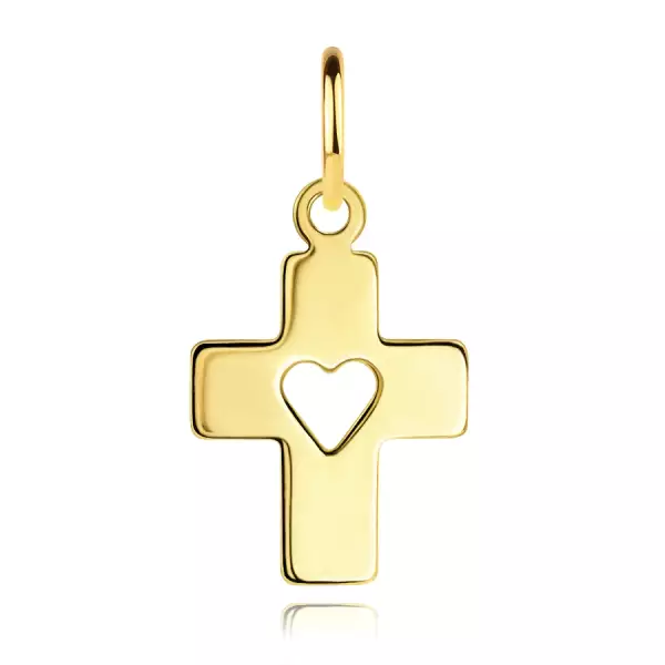 585 arany medál - lapos latin kereszt, ferde szárak, szíves bevágás