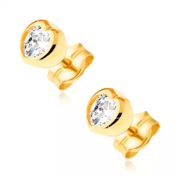 Arany fülbevaló 14K szív átlátszó cirkóniával