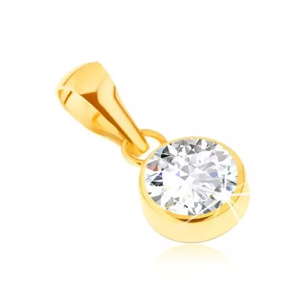 Arany medál 585 - fényes kerek foglalat, átlátszó csillogó kő