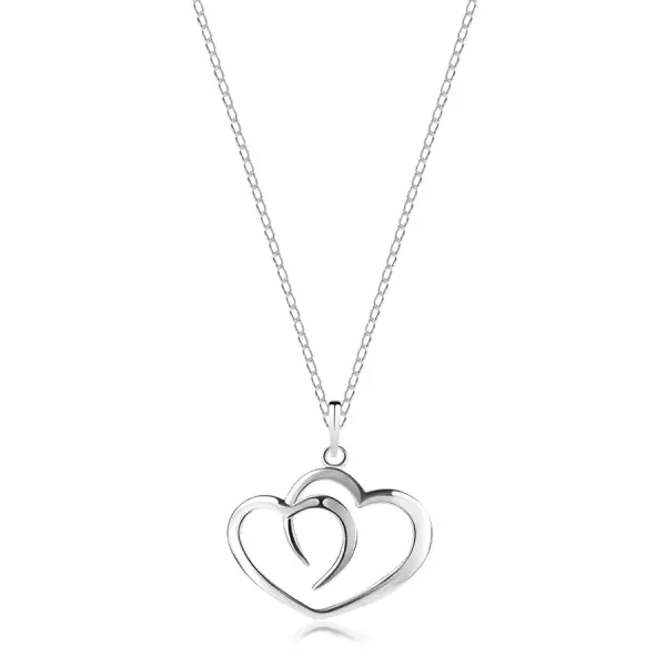 Nyakék 925 ezüstből - két szívkörvonal a hosszúkás szemű láncon