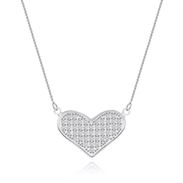 Állítható nyakék 925 ezüstből, lánc, szélesedő szív, átlátszó cirkóniák