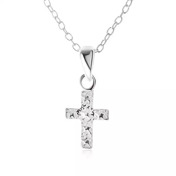 Nyakék - ovális szemekből álló lánc, kereszt csillagokkal, 925 ezüst