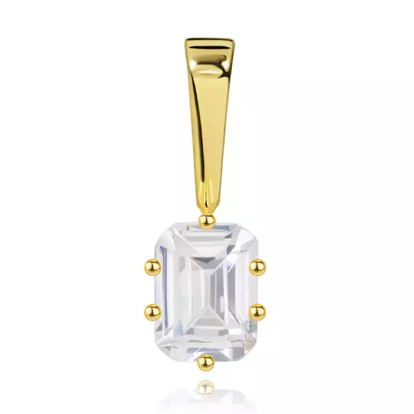 Medál sárga 9K aranyból - ragyogó csiszolt téglalap cirkónia