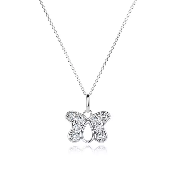 925 ezüst nyakék, pillangó körvonal medál cirkóniás berakásokkal