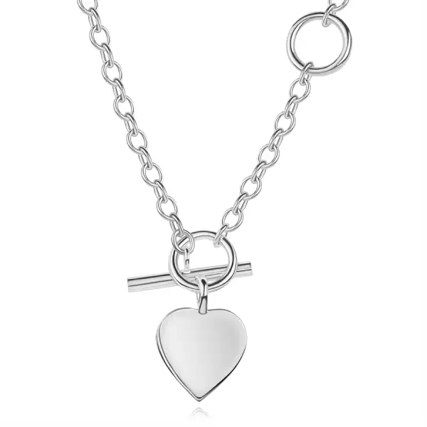 Nyakék 925 ezüstből, ovális láncszemek, lapos szív alakú medál