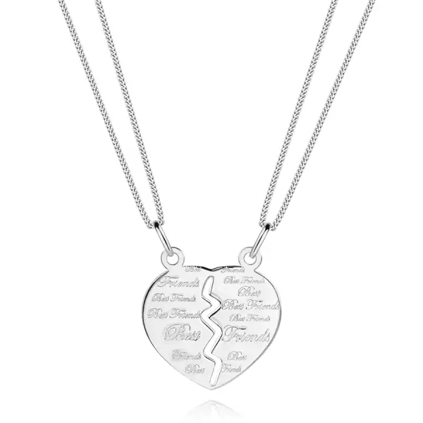 Két lánc kettős medállal - félbevágott szív 