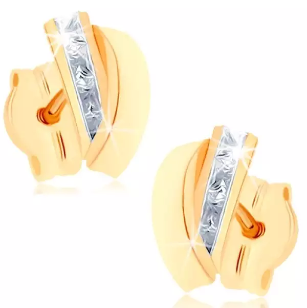 9K arany fülbevaló ív átlátszó cirkónia sorral