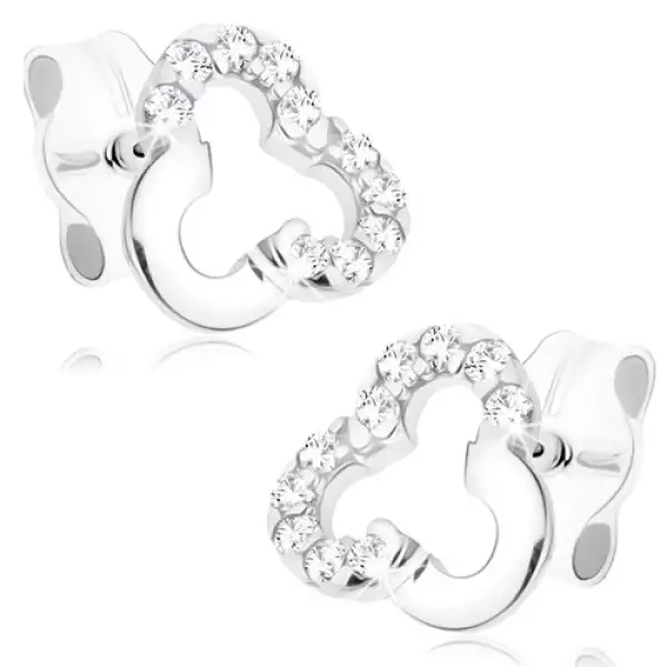 9K fehérarany lóhere fülbevaló átlátszó cirkóniákkal