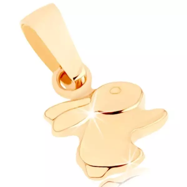 Medál 9K sárga aranyból - kicsi nyuszi, enyhén domború felület