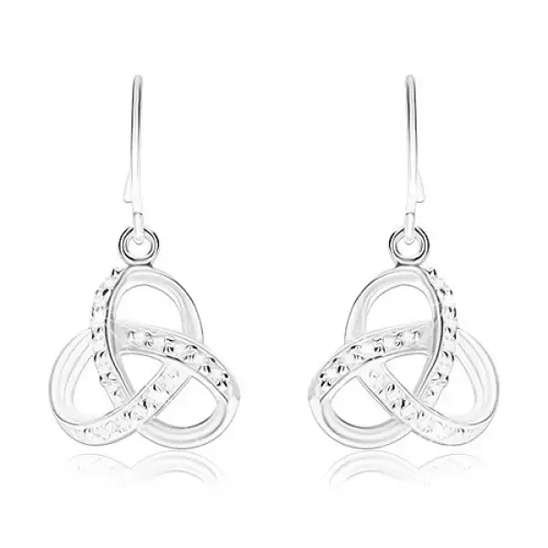 925 ezüst fülbevaló, kelta csomó átlátszó cirkóniákkal díszítve, horgok