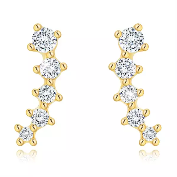 14 karátos arany fülbevaló átlátszó cirkóniákkal kirakott ívvel