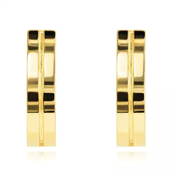 14 karátos arany fülbevaló dupla hullámmal és középvonallal